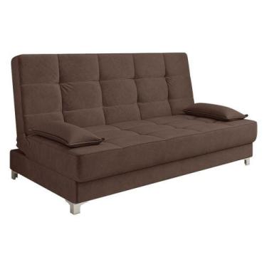 Imagem de Sofá Cama Equador 193 Cm Veludo Pés Plástico Cromado Marrom - DROSSI