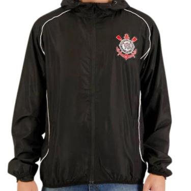 Imagem de Jaqueta Corta Vento Corinthians Capuz Masculino Timão - Spr, Preto, GG