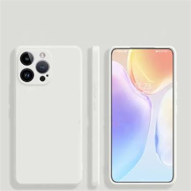 Imagem de HPQWN Para iPhone16 Pro Max Capa macia de silicone líquido sedoso para iPhone 16 15 14 Plus 11 12 13 Capa de telefone, bege, para iPhone 16