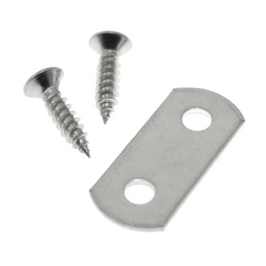 Imagem de Maxmoral 20 peças de clipe de tela nivelada galvanizado a ferro clipe de espelho prata uma peça de metal canto fixo clipe de montagem da moldura com furos parafuso para montagem de moldura de armário