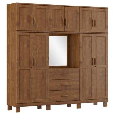 Imagem de Guarda Roupa 10P 3G Capela Espelho 225 cm 1288 Castanho Milani Store, 
