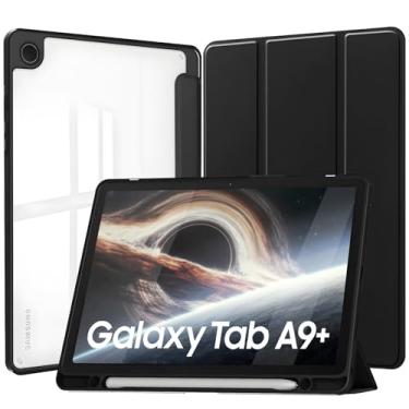 Imagem de Capa para Samsung Galaxy Tab A9 Plus 11 Polegadas 2023 Capinha Protetora Fina Capa Traseira Transparente com Suporte para Lápis Completa Anti-Impacto Auto Sleep Tampa Magnética - Negro