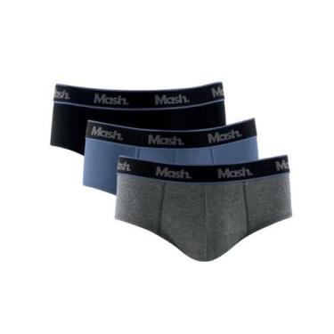 Imagem de Kit 3 Cuecas Mash Slip Adulto Algodão Cotton 113.09, GG, Preto