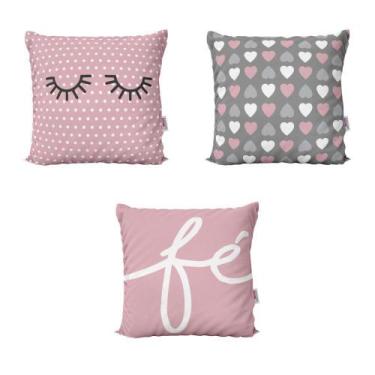 Imagem de Almofadas Decorativas Rose E Cinza Fé Cílios Para Sofá 40X40 - Novadec