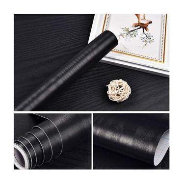 Imagem de Papel de Parede Com Textura Madeira Wood Preto Autoadesivo Resistente 