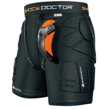 Imagem de Shock Doctor Shorts de compressão e impacto para meninos com bojo atlético de carbono, proteção ventilada com absorção de umidade, tamanho juvenil