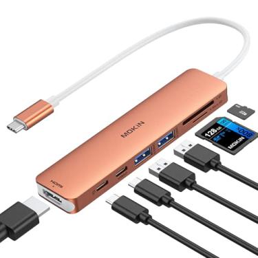 Imagem de Adaptador HDMI USB C Hub para MacBook Pro/Air, MOKiN 7 em 1 USB C Dongle com HDMI, leitor de cartão SD/TF, porta de dados USB C, PD de 100 W e 2 USB 3.0 compatível com MacBook Pro/Air, Dell XPS,