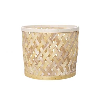 Imagem de Cesto de lavanderia vazado de vime, cesta de armazenamento tecida à mão, moderno, simples, organizador de cesto de roupa suja para frutas, flor, brinquedo, cesto de lavagem