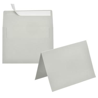 Imagem de PATIKIL Pacote com 20 envelopes cinza claro 10 x 15 cm com cartões, envelopes autoselados A6 com cartolina dobrada para cartões comemorativos de casamento, convites de aniversário, envio por carta