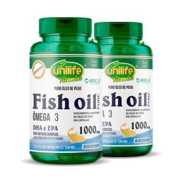 Imagem de Kit 2 Óleo De Peixe Fish Oil Unilife 120 Capsulas 1000Mg