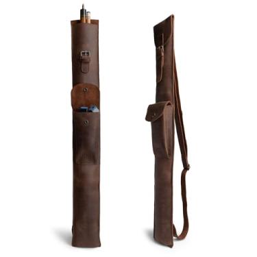 Imagem de Hide & Drink, Rustic Billiard/Pool Cue Flat Case, Stick Carrying Bag with Adjustable Strap, Full Grain Leather, Handmade, Bourbon Brown