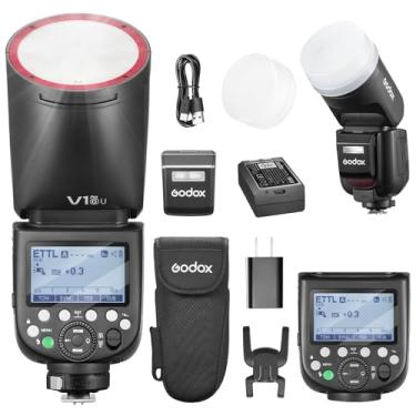 Imagem de Godox V1Pro-O V1Pro O Shot Flash para Olympus TTL câmera de cabeça redonda Speedlite 76Ws 2.4G X Wireless HSS 1/8000s 2980mAh bateria de lítio lâmpada de modelagem LED subflash destacável SU-1 (versão