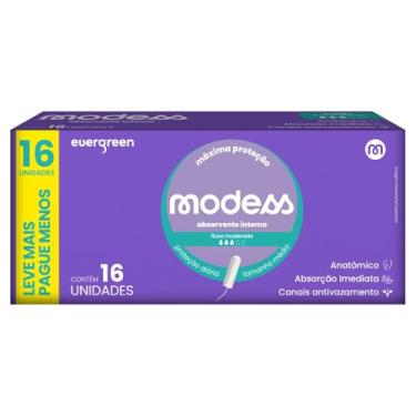 Imagem de Absorvente Interno Modess Fluxo Moderado com 16un - Evergreen