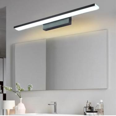 Imagem de GZZBMY Candeeiros de parede LED espelho de banheiro luz moderna arandela de parede de alumínio acrílico imagem sobre espelho barbeador maquiagem guarda-roupa quarto sala de estar (luz quente preta, 81