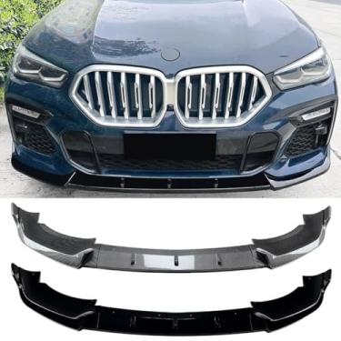 Imagem de Avental divisor de para-choque dianteiro difuso compatível com X6 G06 M Sport 2019-2022 Kit de carroceria acessórios para carro (preto brilhante)