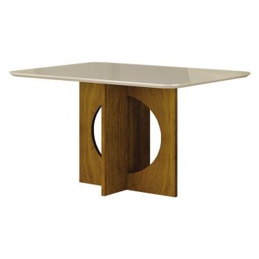 Imagem de Mesa De Jantar Lorena Plus 120x80 Com Vidro Freijó Off White - Leifer Móveis
