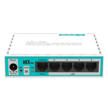 Imagem de Roteador Mikrotik hEX Lite - PoE - 5 portas 100Mbps - RB750R2 - Reg. Anatel: 08265-18-03817