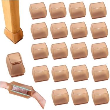 Imagem de 24 Pcs Protetores De Piso De Perna De Cadeira Capas De Perna De Cadeira De Silicone Para Proteger Pisos De Madeira De Arranhões Ruído Móveis Copos Tampas De Per, Brown, Rectangular S