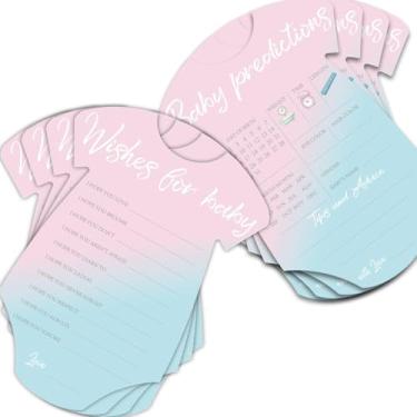 Imagem de ZJRUI Cartões de jogos de chá de bebê, pacote com 40 cartas de atividades com design azul e rosa, assentos de mesa e jogos de festa