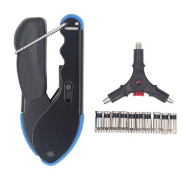 Imagem de Conjunto de Descascador de Crimpador de Cabo Coaxial, Ferramenta de Crimpagem de para RG59 RG6 Com Conectores F, Design de Trava de Alça Ergonômica para Alicate