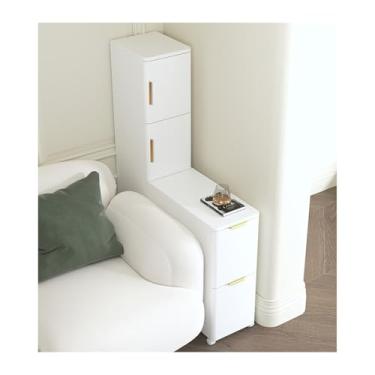 Imagem de Mesa lateral de sofá, aparador removível, clipe de armário de armazenamento, mesa lateral, luz de sala de estar, combinação de luxo, armário lateral criativo (20 x 60 x 115 cm, aberto à direita)