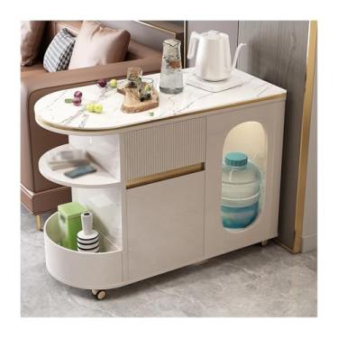 Imagem de Mesa lateral de sofá, sala de estar, sofá, aparador, armário de armazenamento leve, moderno, armário lateral criativo