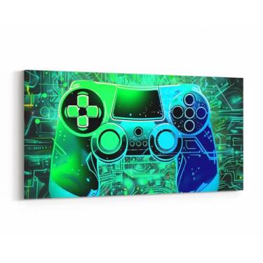 Imagem de Feelyou Kids Gamer Posters Pictures Casa de Banho Decoração de Parede Tech Line Gaming Prints Pinturas de Parede Meninos Meninas Amantes de Jogos Arte de Parede em Tela para Sala de Estar Quarto Verde