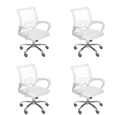 Imagem de Kit 4 Cadeiras para Escritório Diretor Tela Mesh com Relax Tok 3310 Branco