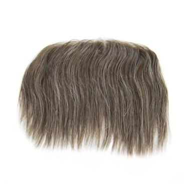 Imagem de Suncolorhair Toupee masculina para queda de cabelo frontal na testa (320-marrom acinzentado + 20% cinza)