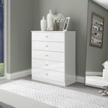 Imagem de Cômoda Grande Branca com 5 Gavetas para Quarto 75x91cm 6505