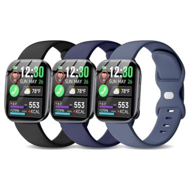 Imagem de Kollody Pacote com 3 pulseiras de relógio esportivo de silicone compatíveis com smartwatch GloryFit T80/T70/T60/T50, pulseira de substituição macia à prova d'água de 22 mm para acessório GloryFit P99