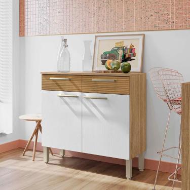 Imagem de Balcão (Com Tampo) 2 Portas 2 Gavetas Nala Freijo/Supremo/CP-Ripado Freijo - SSX Multicoisas