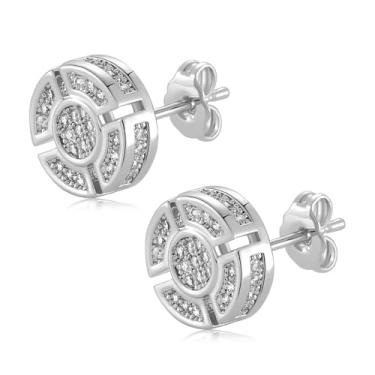 Imagem de Brincos masculinos banhados a ouro 14 k com zircônia cúbica incrustada hip hop com fecho de zircônia cúbica para homens, Medium, Latão, Sem pedra preciosa