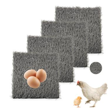Imagem de PINVNBY 4 peças de almofadas de frango laváveis para caixa de assento, tapete de grama artificial para galinheiro, cama de ninho de galinha poedeira, tapetes de grama sintética para animais de