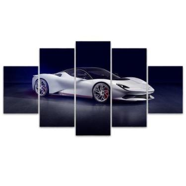 Imagem de Quadro Decorativo em Mosaico MDF Carro Branco 115x60cm - Império da Im