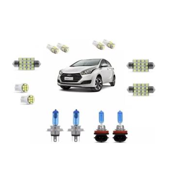 Imagem de Kit lâmpada + farol + milha e leds hyundai hb20 2013/2019