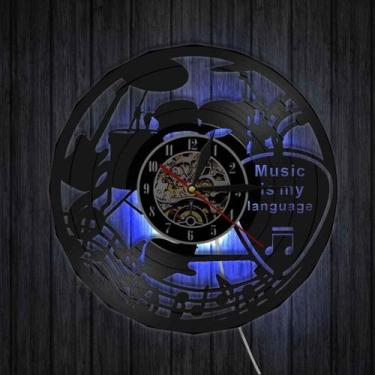 Imagem de Relógio de parede com disco de vinil musical - Relógio de parede com l