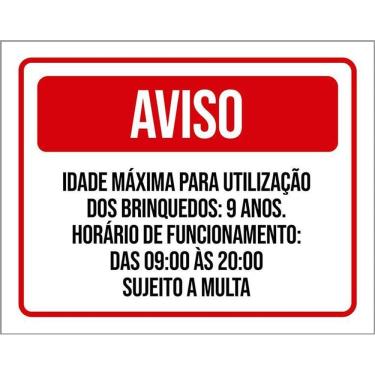 Imagem de Kit 3 Placas Aviso Idade Máxima Utilização Brinquedos
