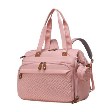 Imagem de KiBcsLic Mochila para bolsa de fraldas com compartimento para sapatos com alças para carrinho de bebê, vários bolsos, estojo para chupeta, bolsa de viagem para, Rosa