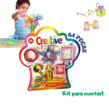 Imagem de Kit Creative 64 98 Peças Blocos para Montar Brinquedo Educativo Estimu