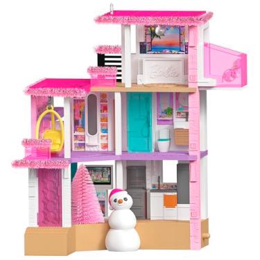 Imagem de Hallmark Keepsake Enfeite de Natal 2025, Barbie Merriest Dream House Musical com luz, presentes para fãs da Barbie