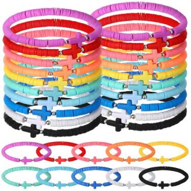 Imagem de Pulseiras Landical Cross Bulk Jesus Rainbow 30 peças para mulheres e c