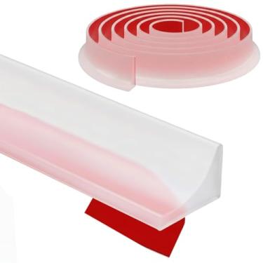 Imagem de Barragem de água do limite do chuveiro, protetor de água do chuveiro, barragem autoadesiva de silicone para chuveiro barreira de água para banheiro pia de cozinha respingo para separação seca e