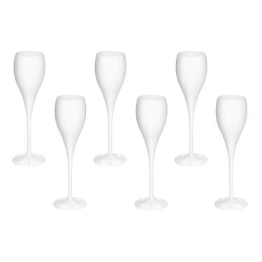 Imagem de Taça Acrílico De Espumante 120ml Kit 6un Brut Alto Padrão (BRANCO)