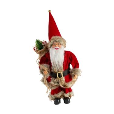 Imagem de Fancyes Estatueta de Papai Noel em Pé, Enfeite de Mesa para Decoração de Estante, Armário Ou Casa, Acabamento em pelúcia marrom