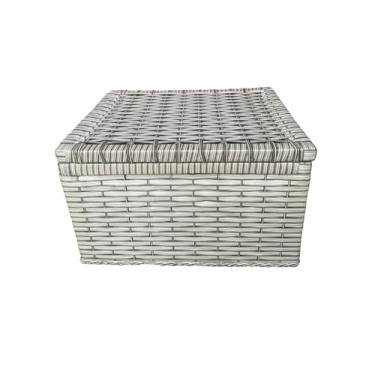 Imagem de Baú Cesta Caixa Organizadora De Fibra Sintética 40x32x23,Quarto, cozinha, varanda, banheiro(Cappuccino)