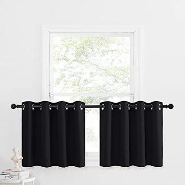 Imagem de Cortinas pretas pequenas para janelas – Painéis blackout com isolamento térmico para decoração de Halloween (132 L x 60 cm + cabeçalho de 3 cm, 1 painel)