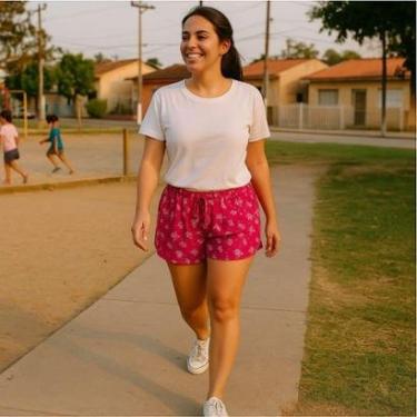 Imagem de Short Viscose Estampado Feminino, Cordão Para Laço-Feminino