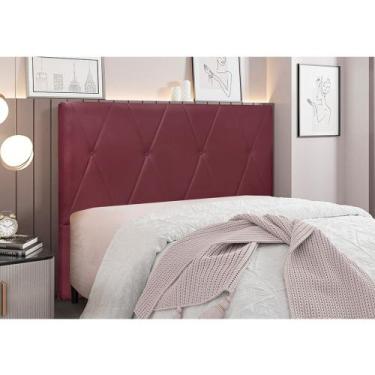 Imagem de Cabeceira Cama Box King 195 cm Aquilla Veludo Vinho S04 - D'Rossi - DR