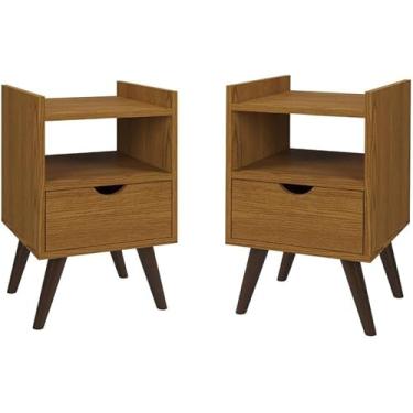 Imagem de kit 2 Mesas De Cabeceira Retrô Com Nicho Alice apoio moderno oferta (freijo)